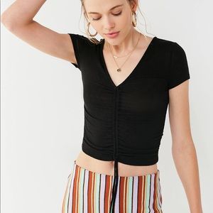 Urban Outfitters Alexa Ruched Top in Black